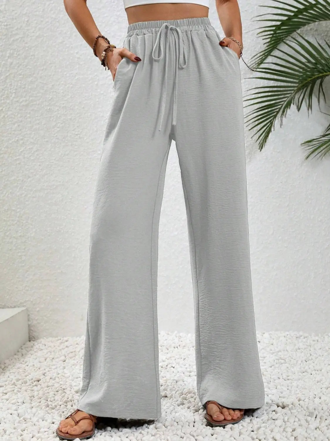 Wide Leg Drawstring Pants - Be Bliss Boutique