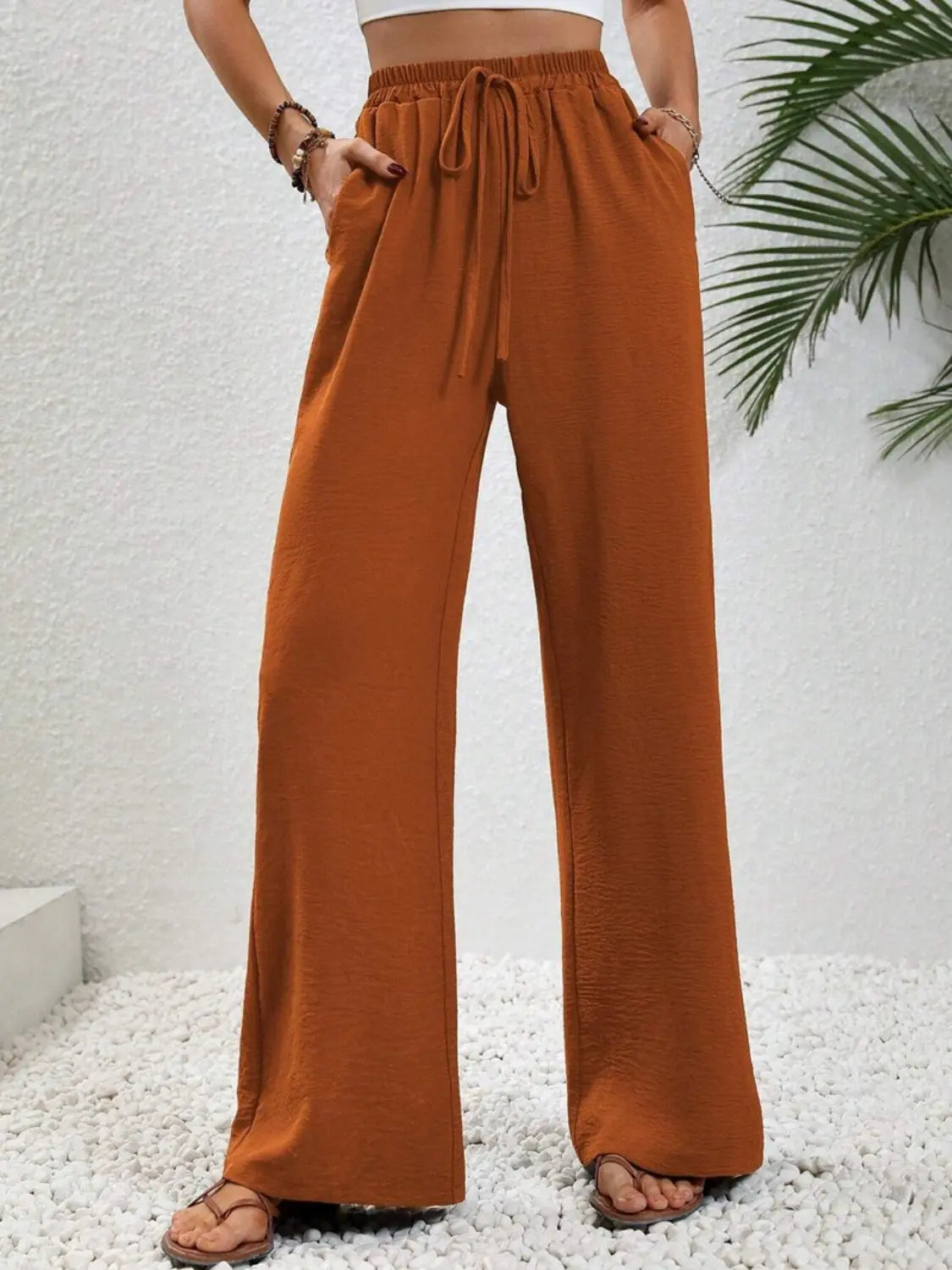 Wide Leg Drawstring Pants - Be Bliss Boutique