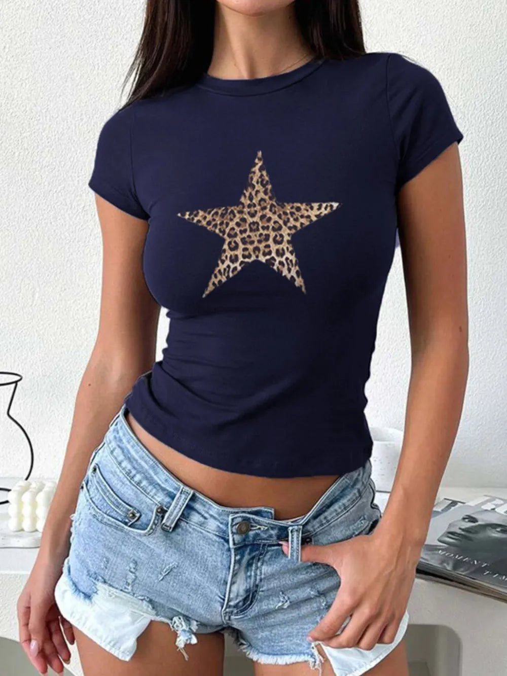 Devine Star Round Neck Short Sleeve T-Shirt - Be Bliss Boutique