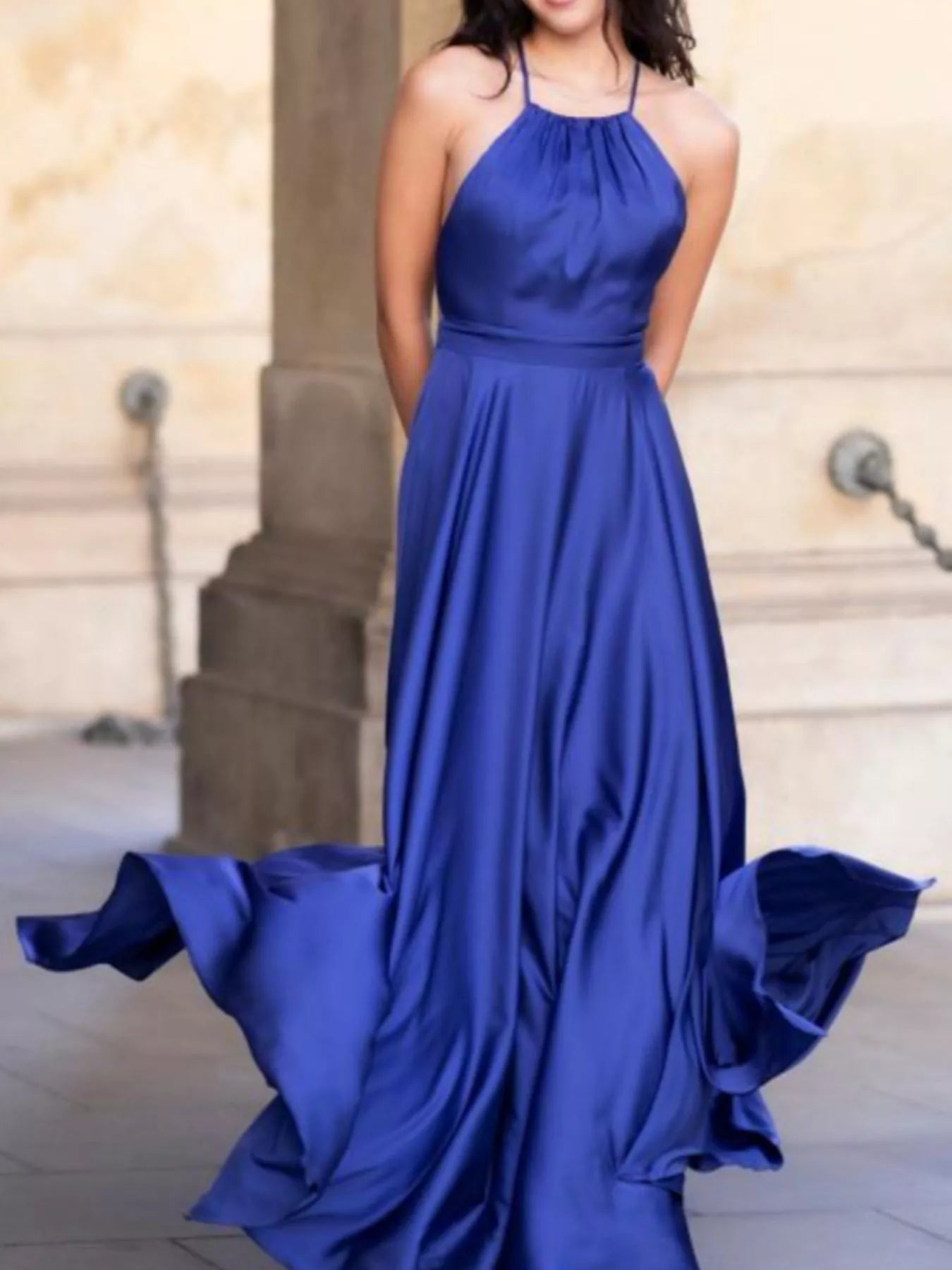 Elegant Backless Halter Slit Maxi Dress - Be Bliss Boutique