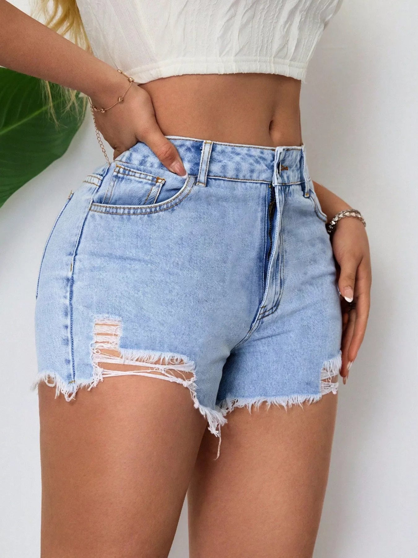 Distressed Raw Hem Denim Shorts - Be Bliss Boutique