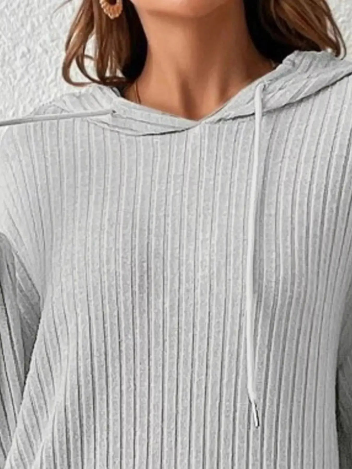 Ribbed Knit Long Sleeve Hoodie - Be Bliss Boutique