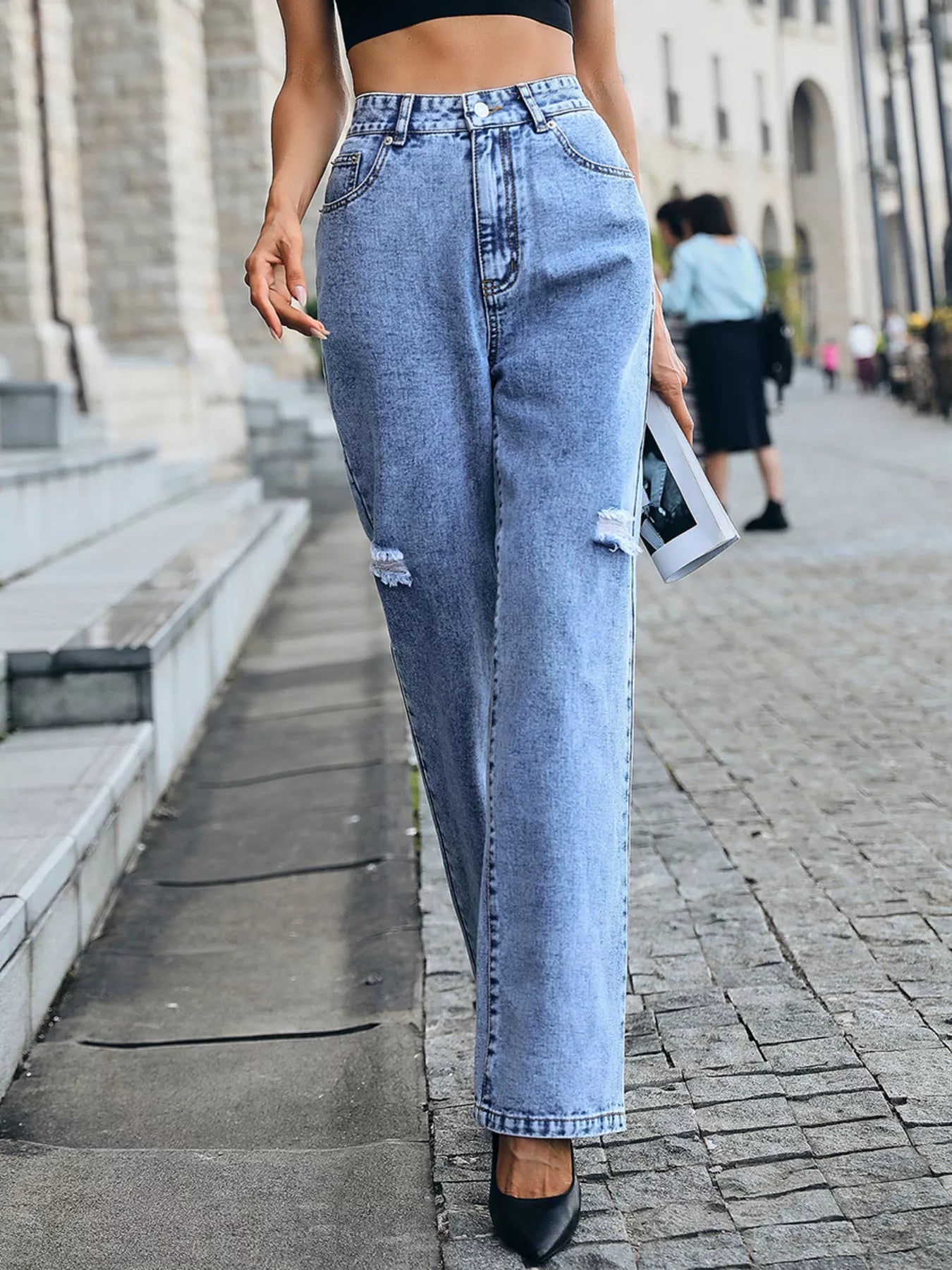 Distressed High Waist Jeans - Be Bliss Boutique