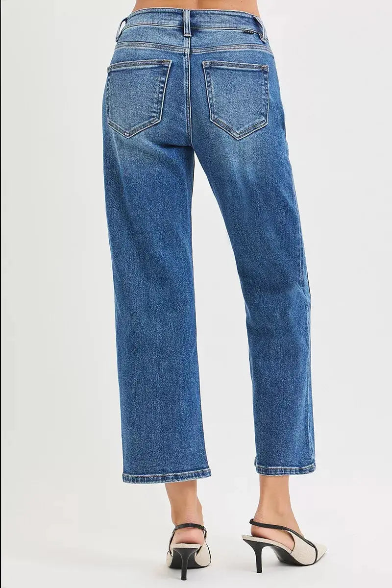 RISEN Jeans - High Rise Crop Straight Jeans - Be Bliss Boutique