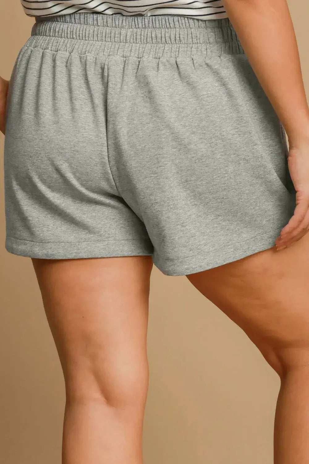Umgee Full Size Gray Drawstring Sweat Shorts with Pockets - Be Bliss Boutique