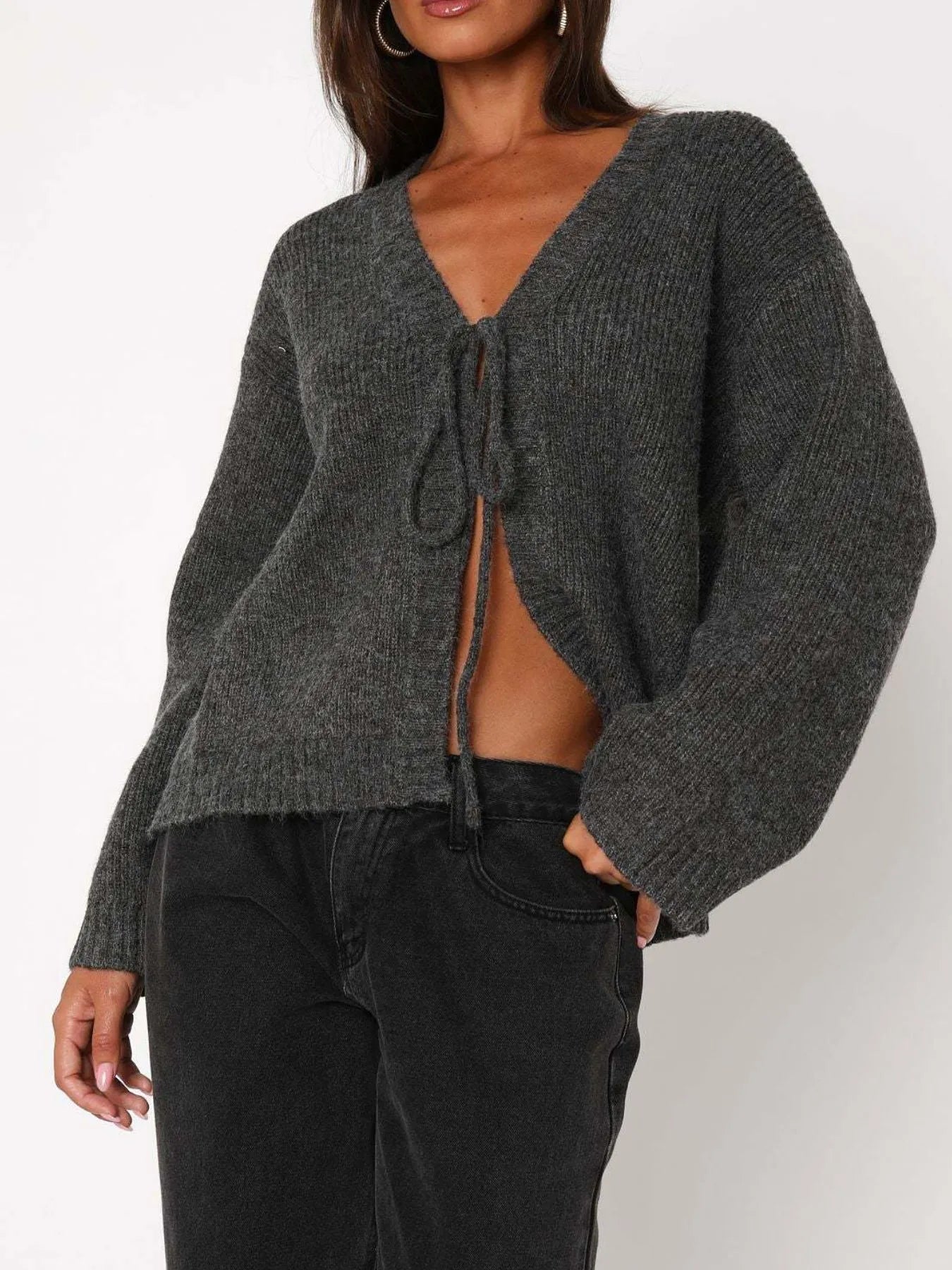 Open Front Tie Knit Sweater Cardigan – Soft Stretch Cozy Fit - Be Bliss Boutique