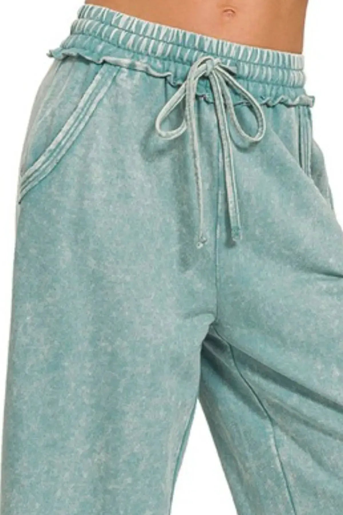 Zenana Washed French Terry Womens Palazzo Pants with Pockets - Be Bliss Boutique