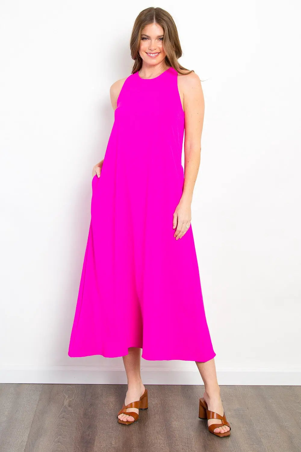 Be Stage Midi Tank Dress with Pockets - Be Bliss Boutique