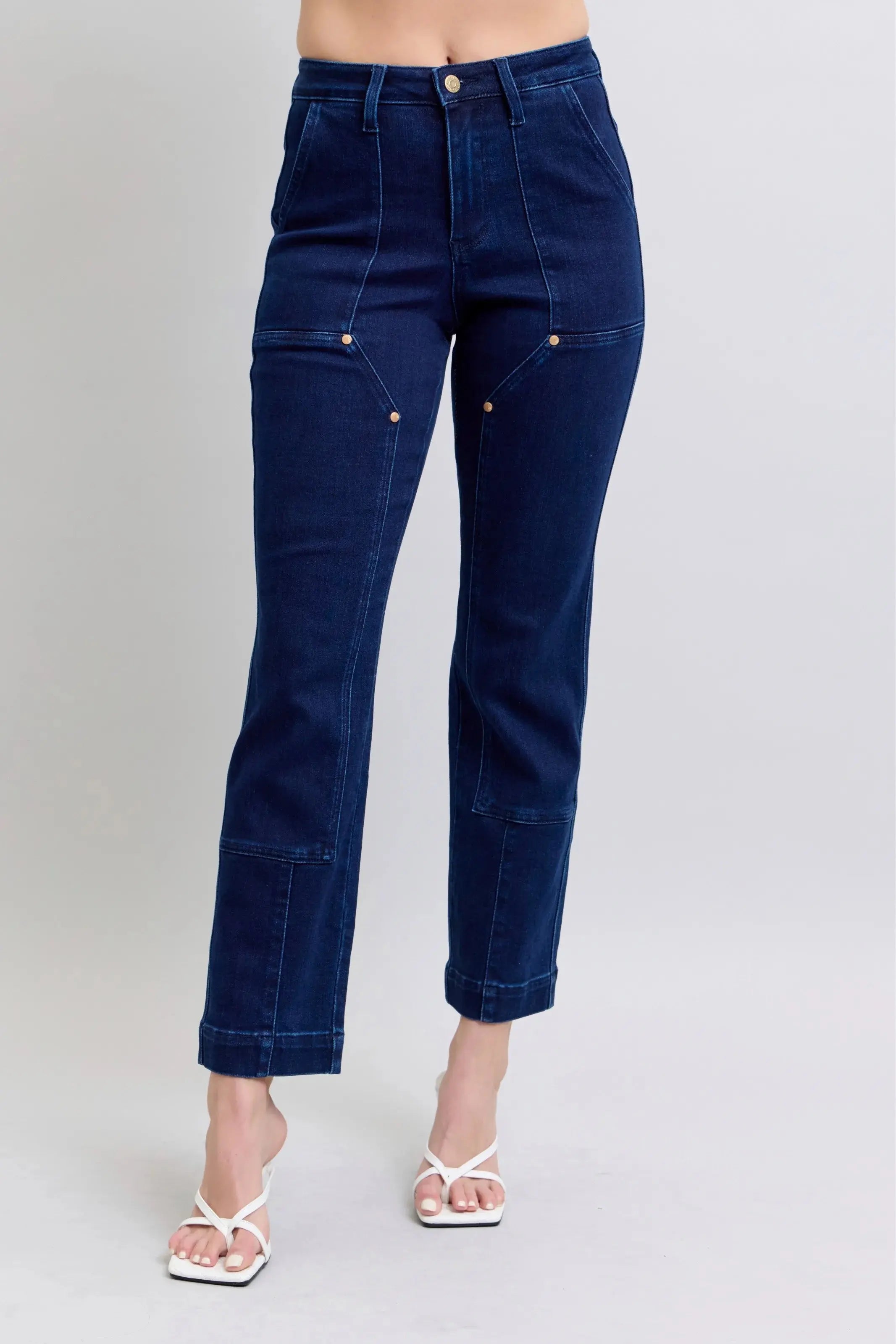 Full Size High Waist Workwear Patch Pocket Straight Leg Judy Blue Jeans - Be Bliss Boutique