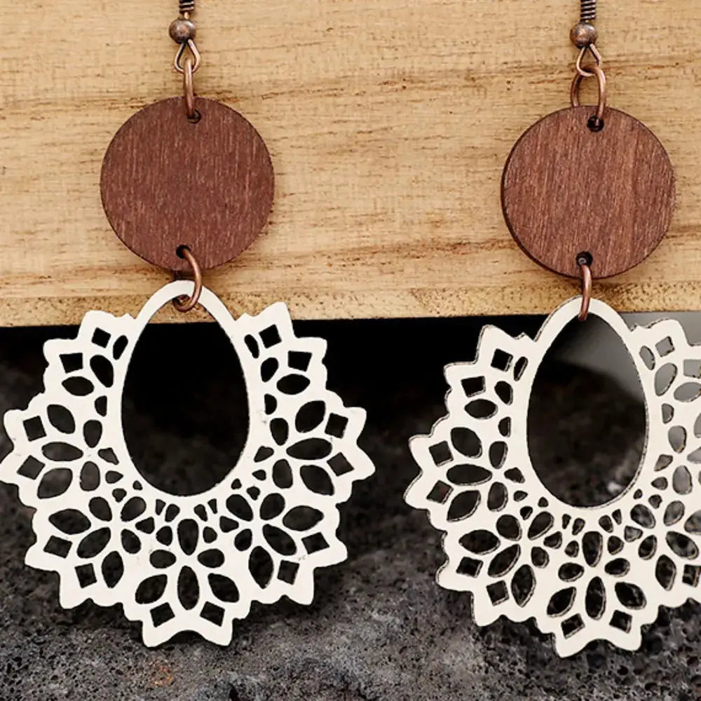 Boho Mandala Geometric Cutout Dangle Earrings - Be Bliss Boutique