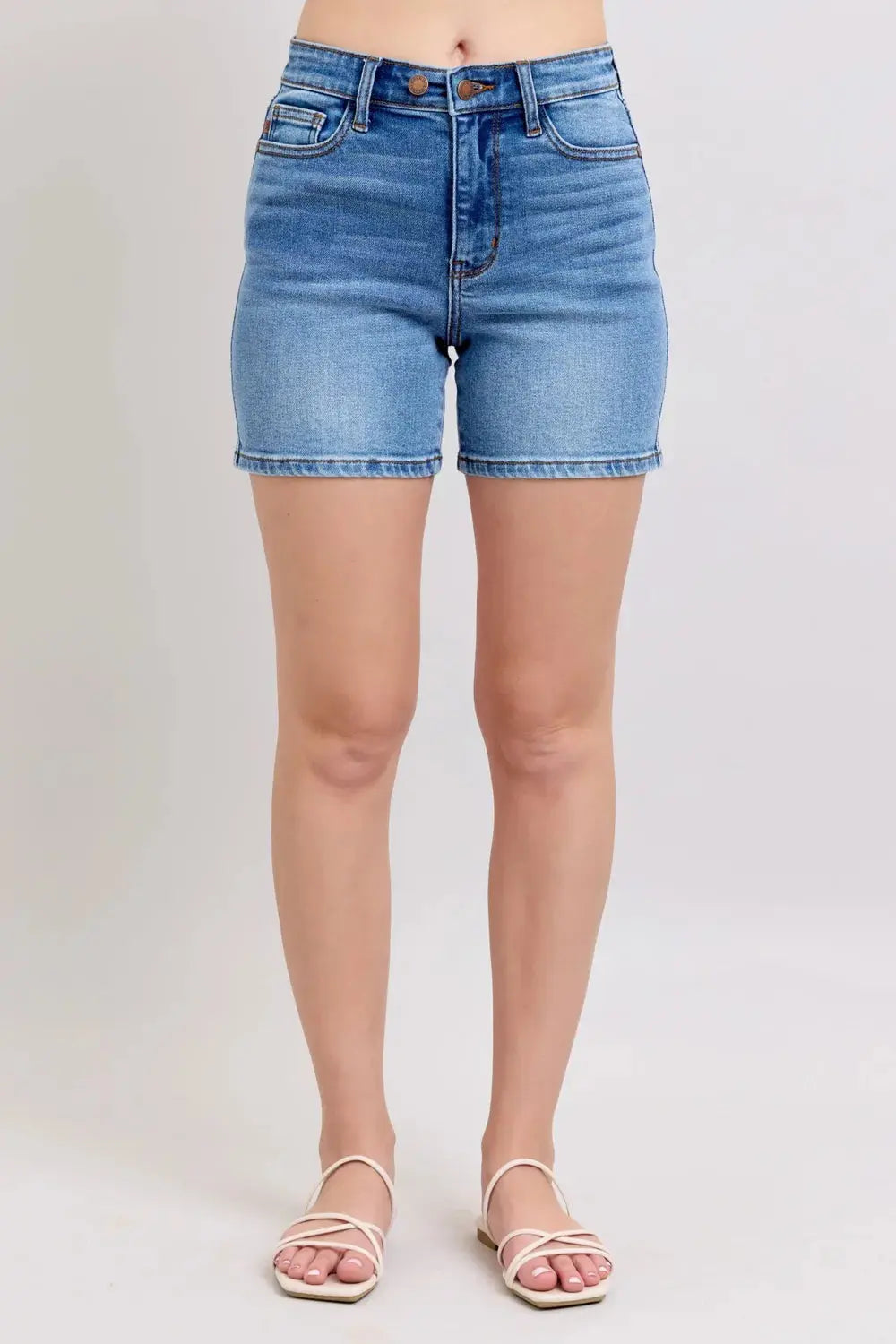 Judy Blue Full Size/Plus Size 2 Button Denim Shorts with Pockets - Be Bliss Boutique