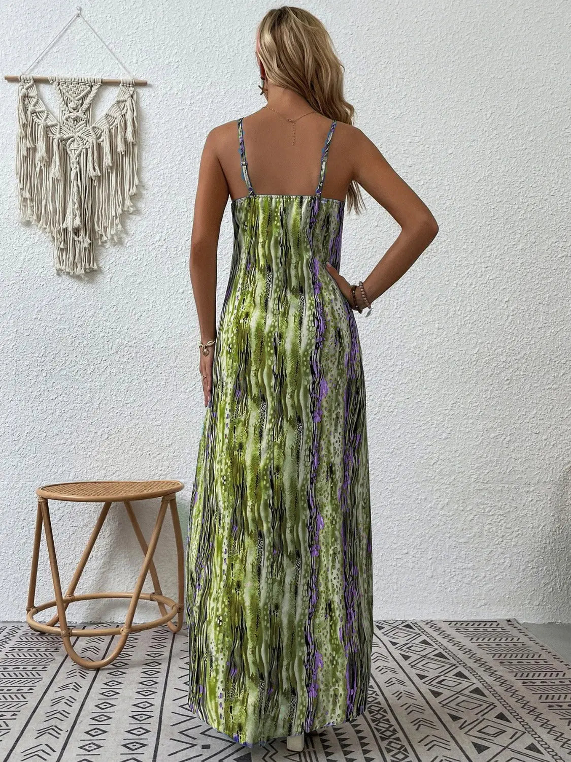 Full Size Printed Scoop Neck Maxi Cami Dress - Be Bliss Boutique