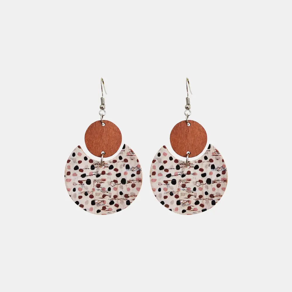 Polka Dot Wooden Ms. Pac-Man Boho Dangle Earrings - Be Bliss Boutique