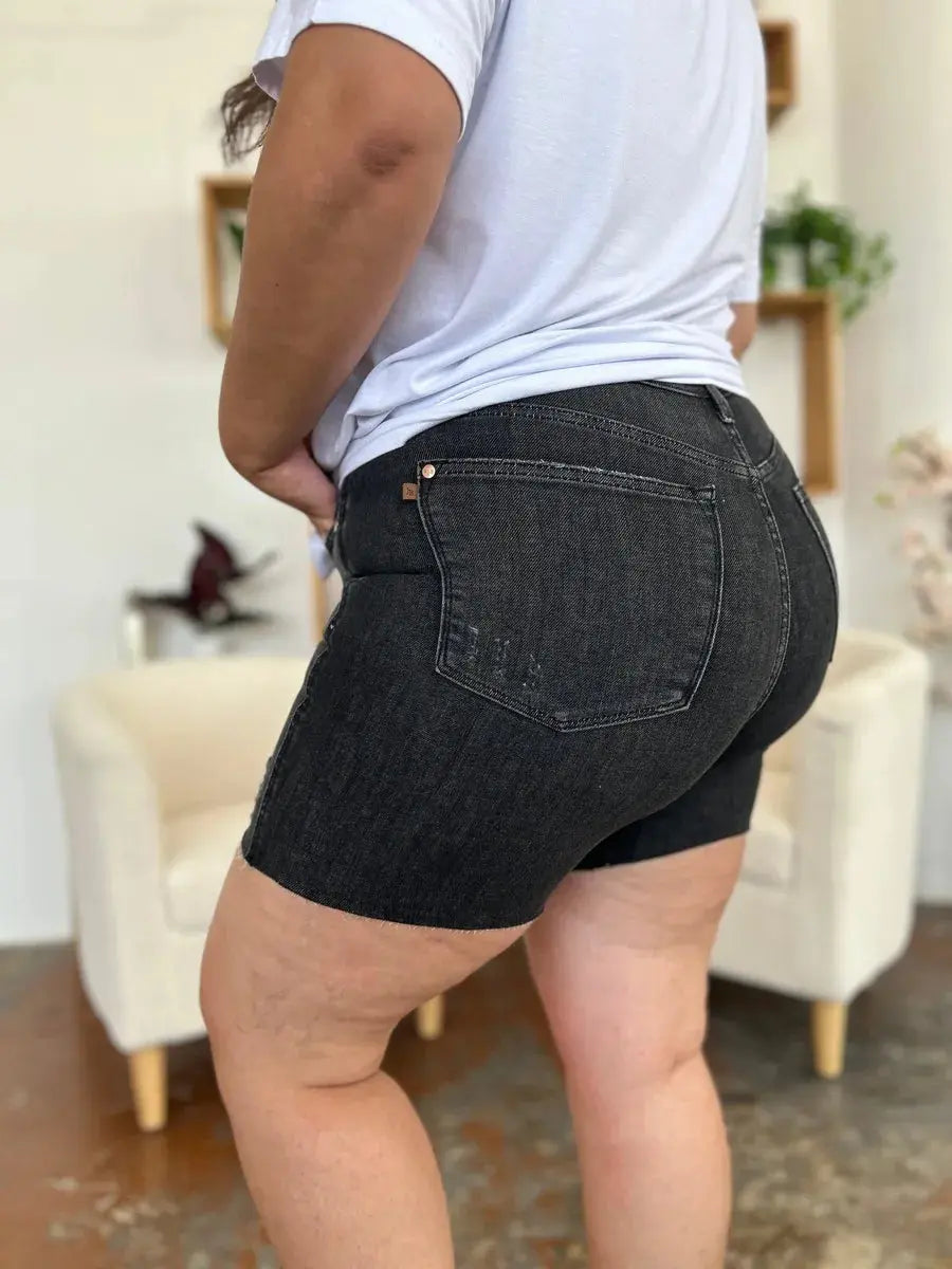 Judy Blue Jeans - Full Size High Waist Rigid Magic Denim Shorts - Be Bliss Boutique