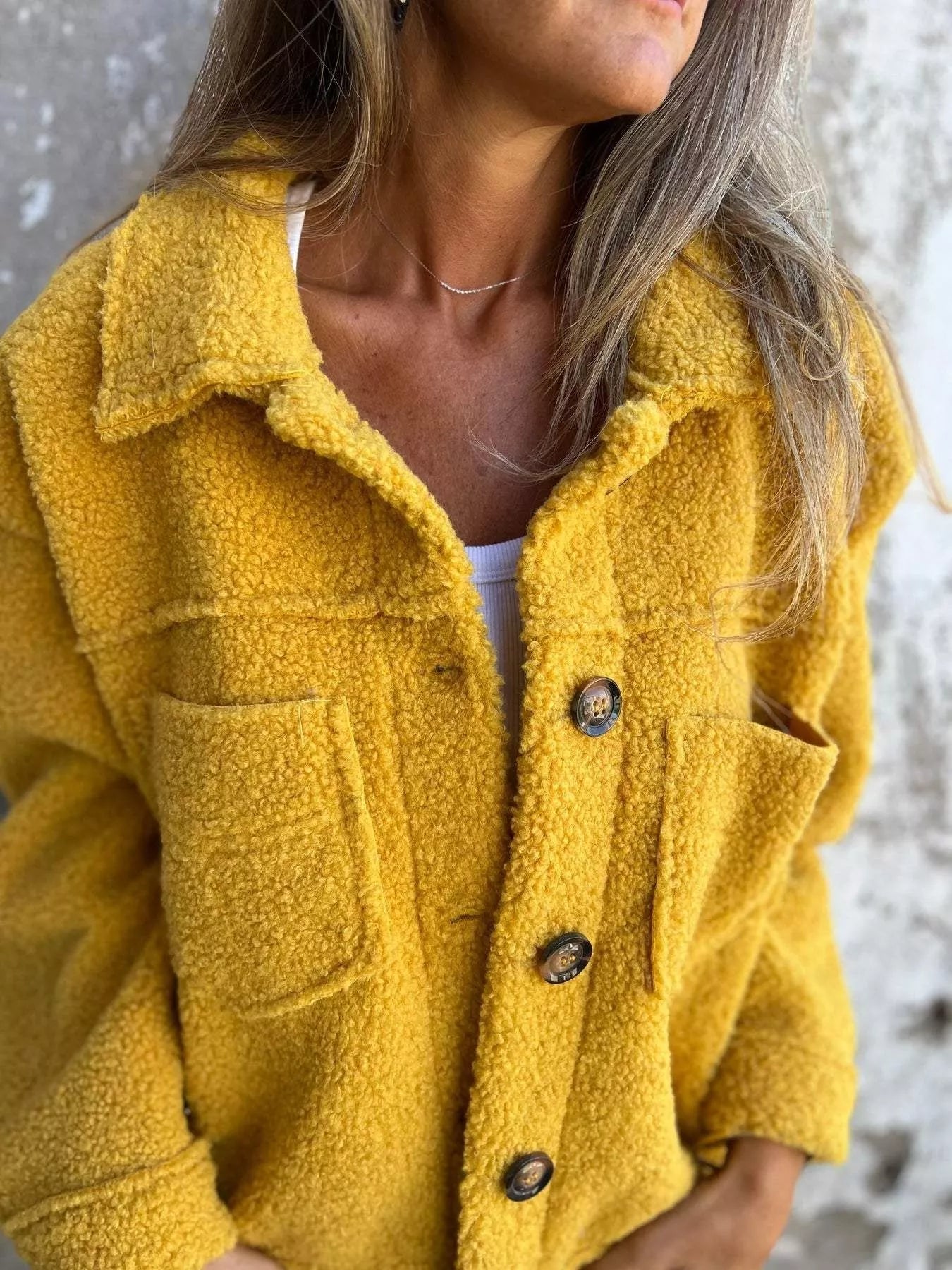 Full Size Single-Breasted Sherpa Shacket Plus Size - Be Bliss Boutique