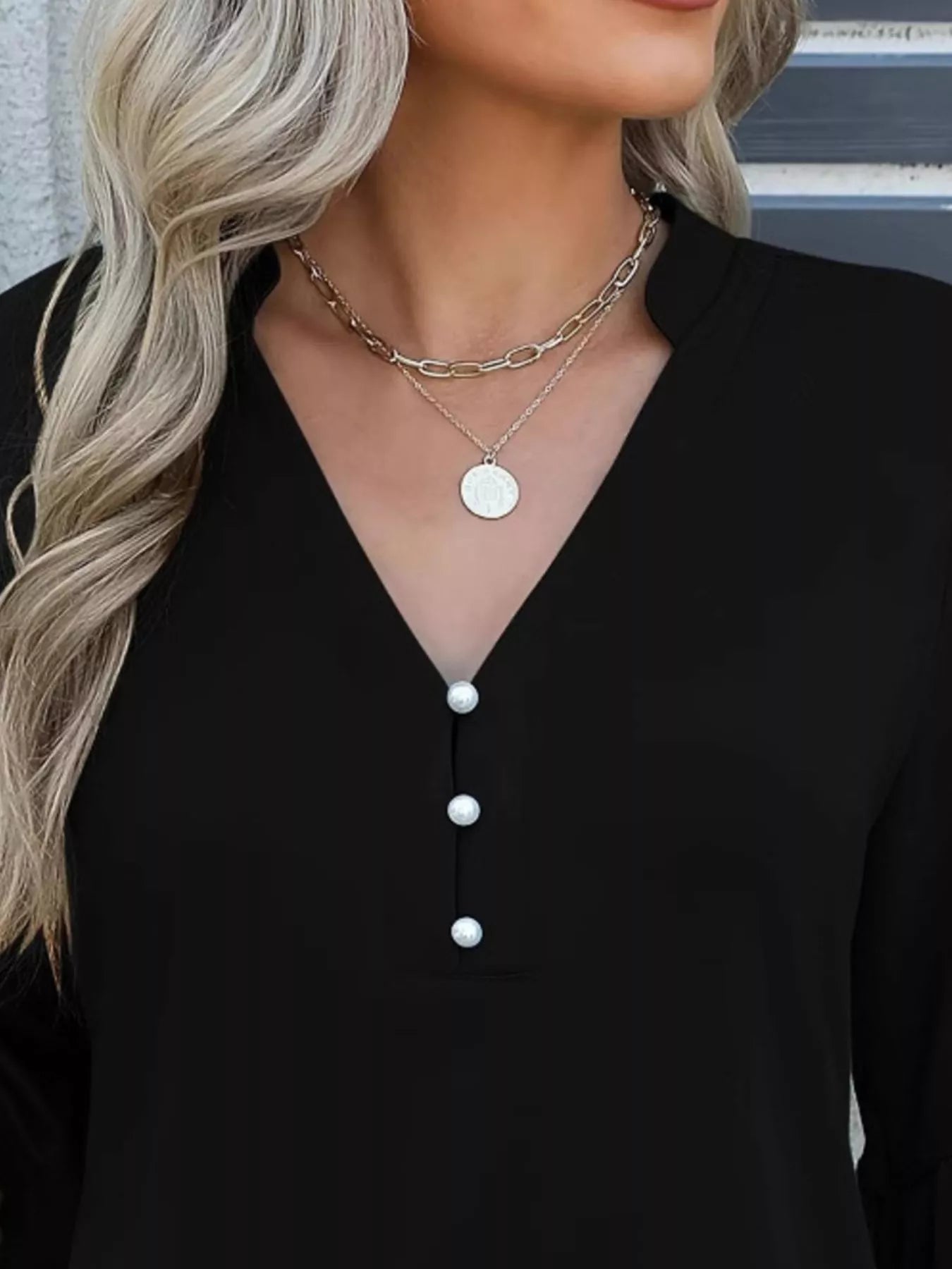 Full Size Notched Flounce Sleeve Blouse Plus Size - Be Bliss Boutique