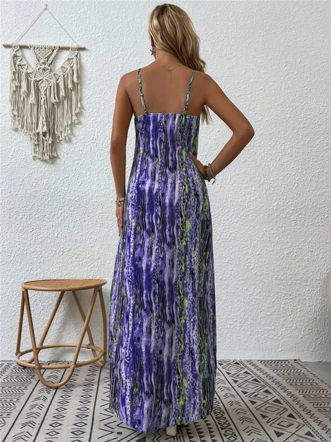 Full Size Printed Scoop Neck Maxi Cami Dress - Be Bliss Boutique