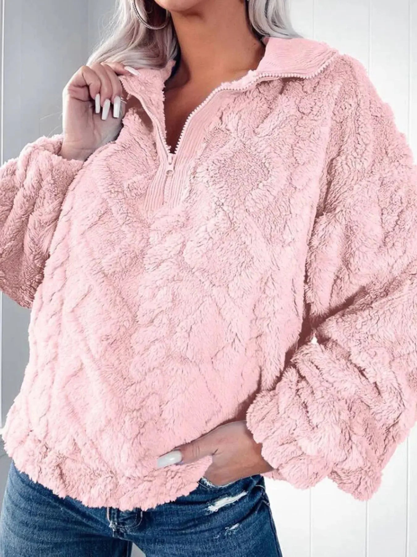 Cozy Fleece Quarter Zip Sweatshirt - Be Bliss Boutique