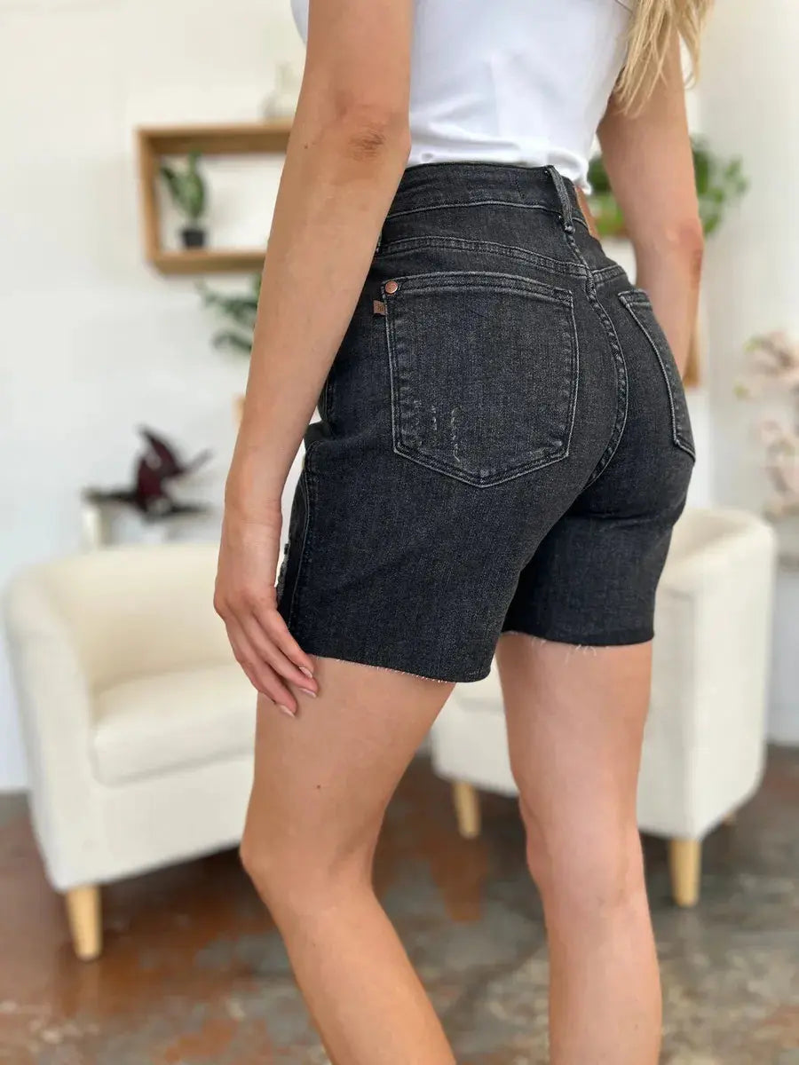 Judy Blue Jeans - Full Size High Waist Rigid Magic Denim Shorts - Be Bliss Boutique