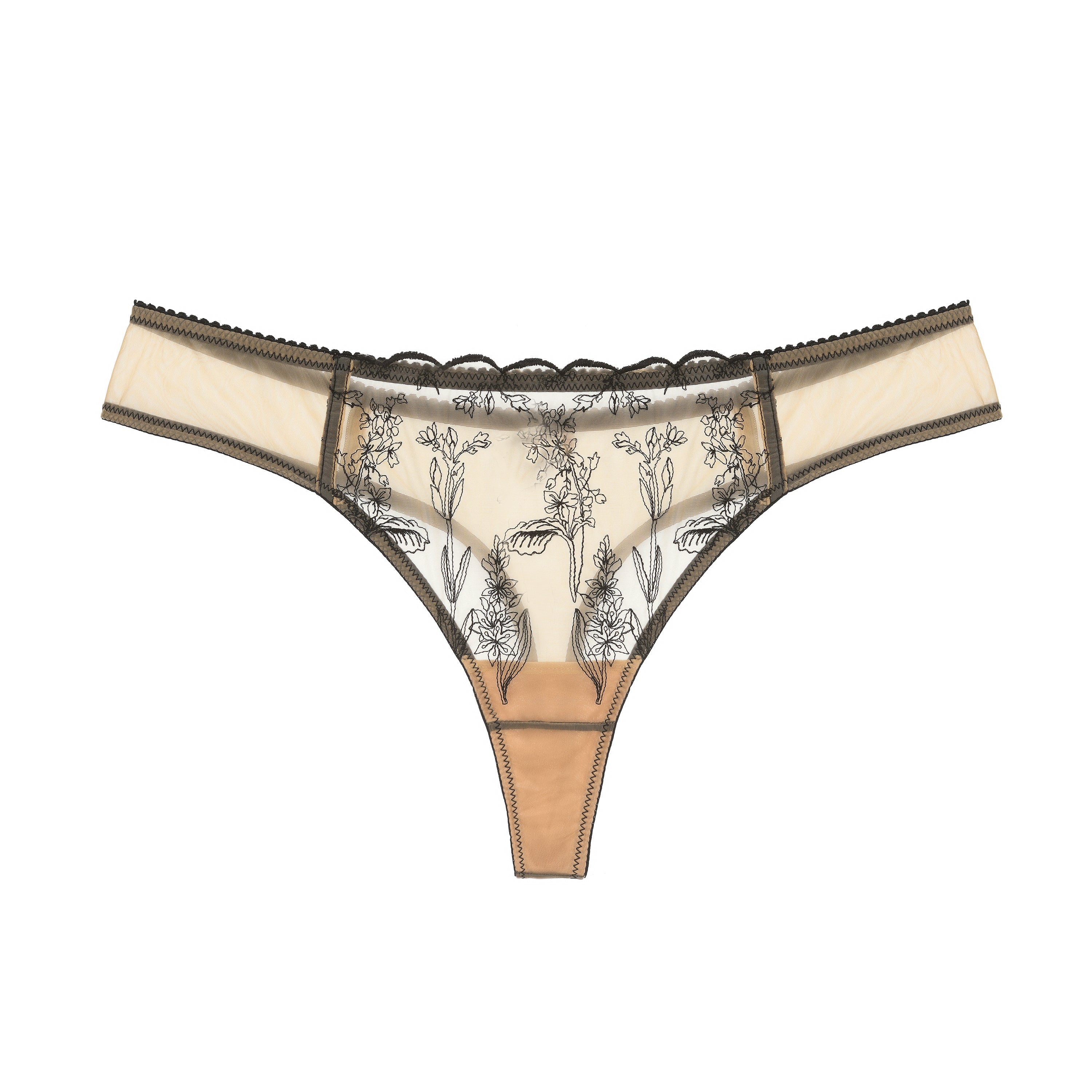 Kim Womens Thong in Floral Embroidery on Jelly Fabric - Be Bliss Boutique