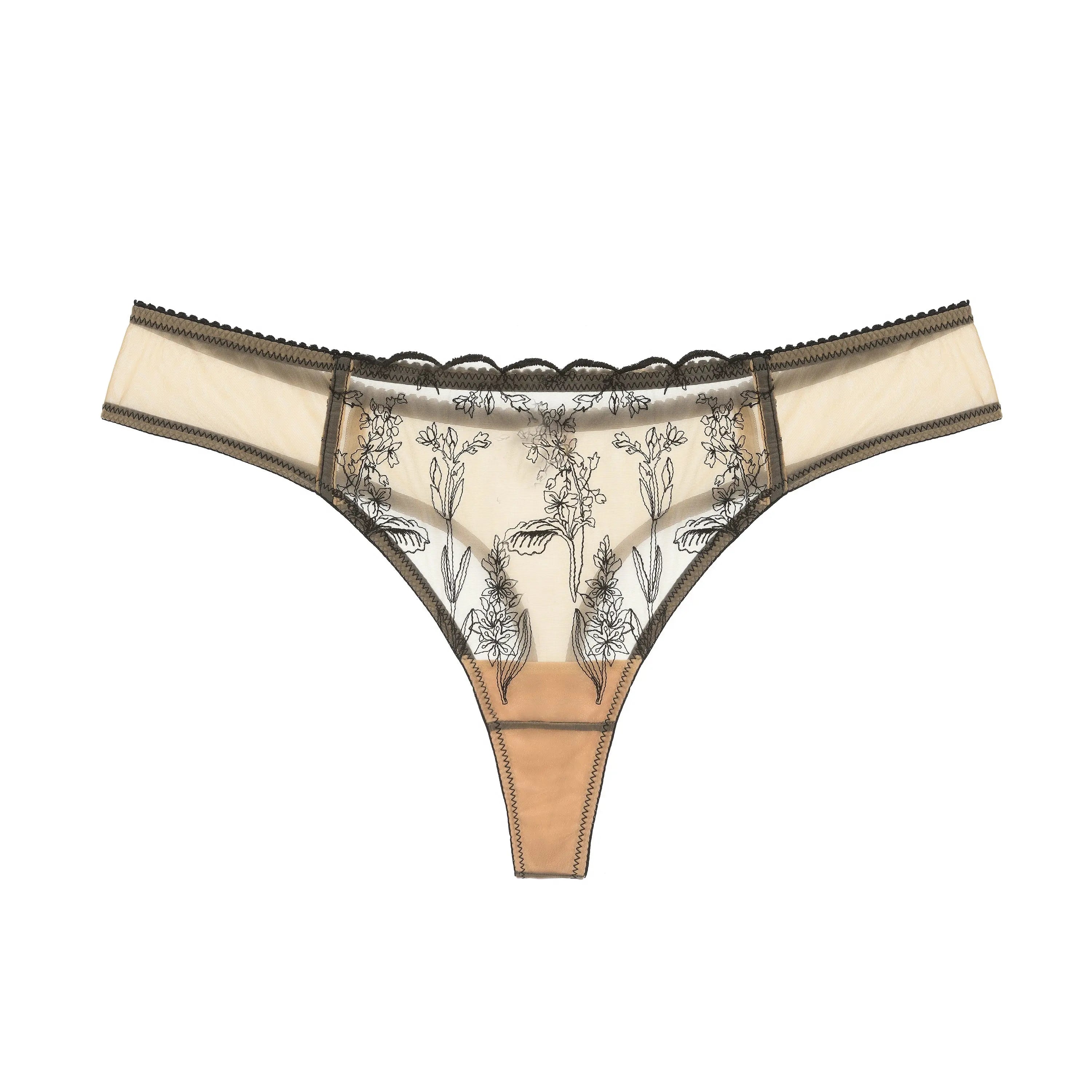 Kim Womens Thong in Floral Embroidery on Jelly Fabric - Be Bliss Boutique