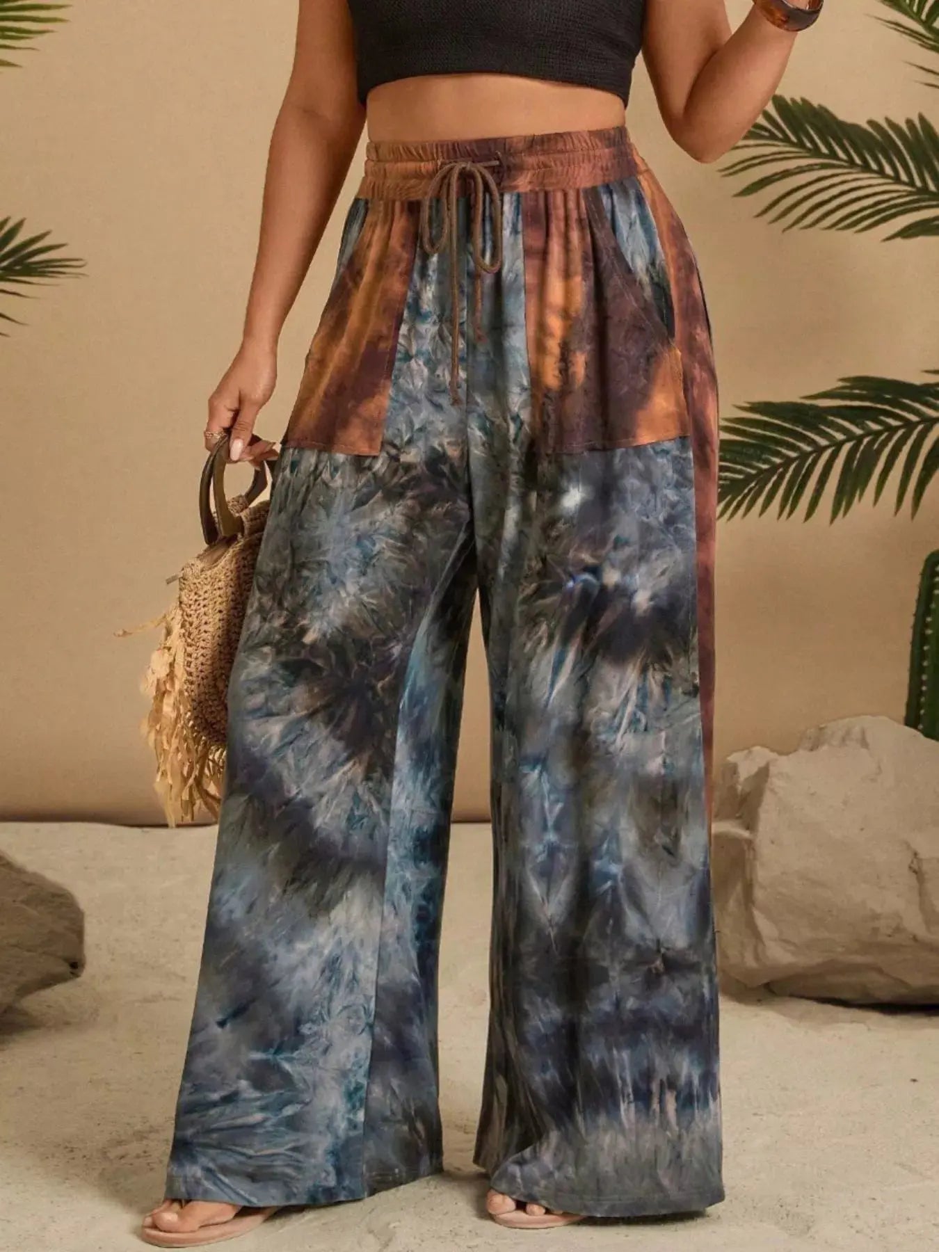 Full Size Tie-Dye Wide Leg Casual Pants - Be Bliss Boutique