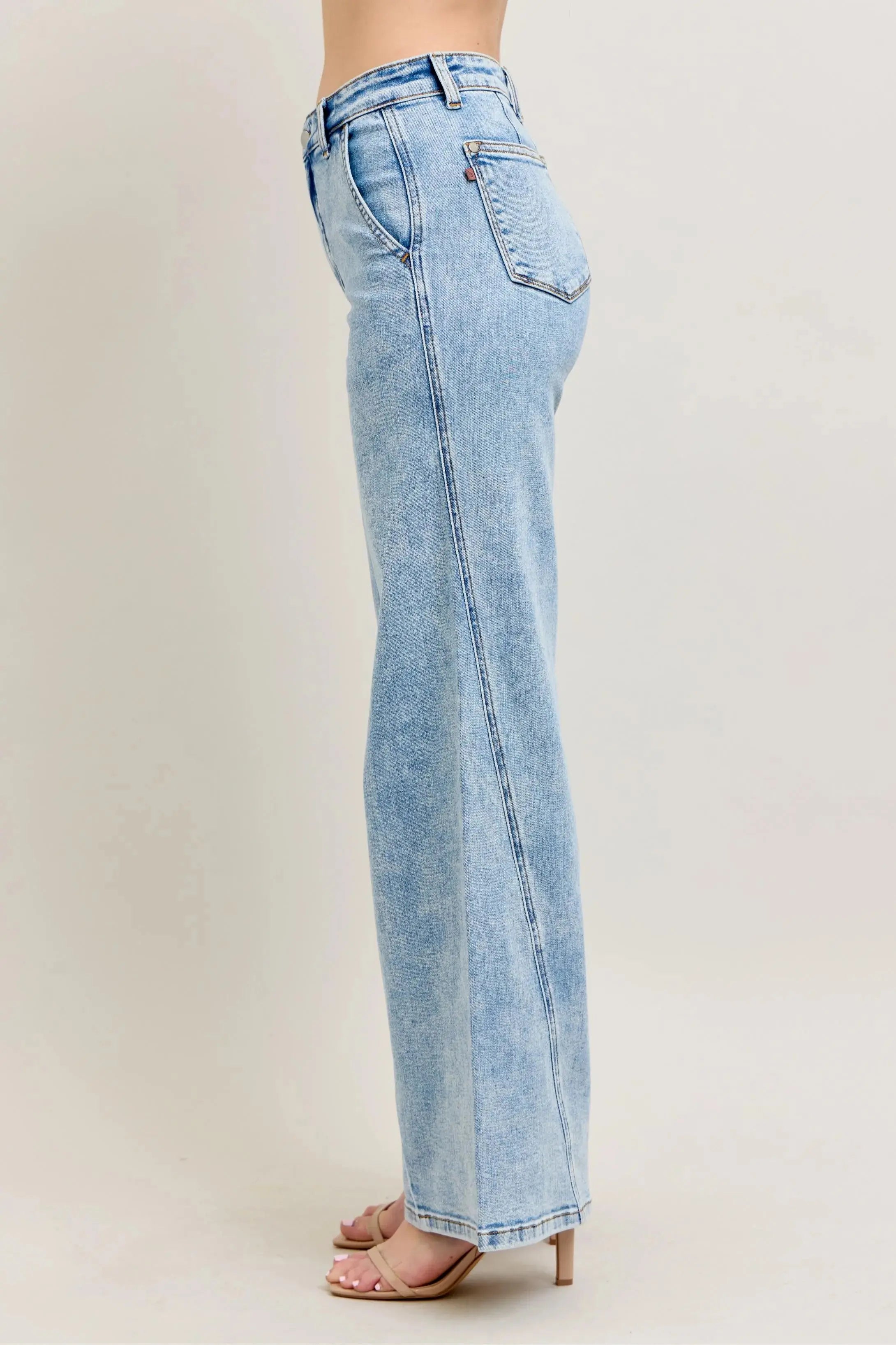 High Waist Skewed Inseam Wide Leg Judy Blue Jeans – Full & Plus Size - Be Bliss Boutique