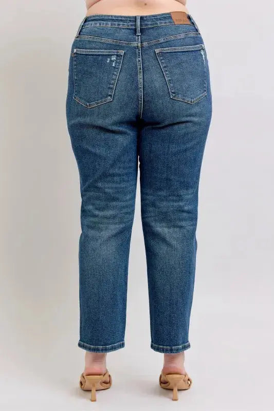 Judy Blue Jeans - Full Size High Waisted Rigid Magic Non-destroy Straight Leg - Be Bliss Boutique