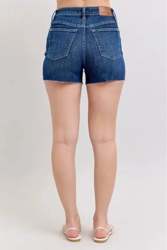 Judy Blue Jeans - Full Size High Waist Criss-Cross Waistband Denim Shorts - Be Bliss Boutique