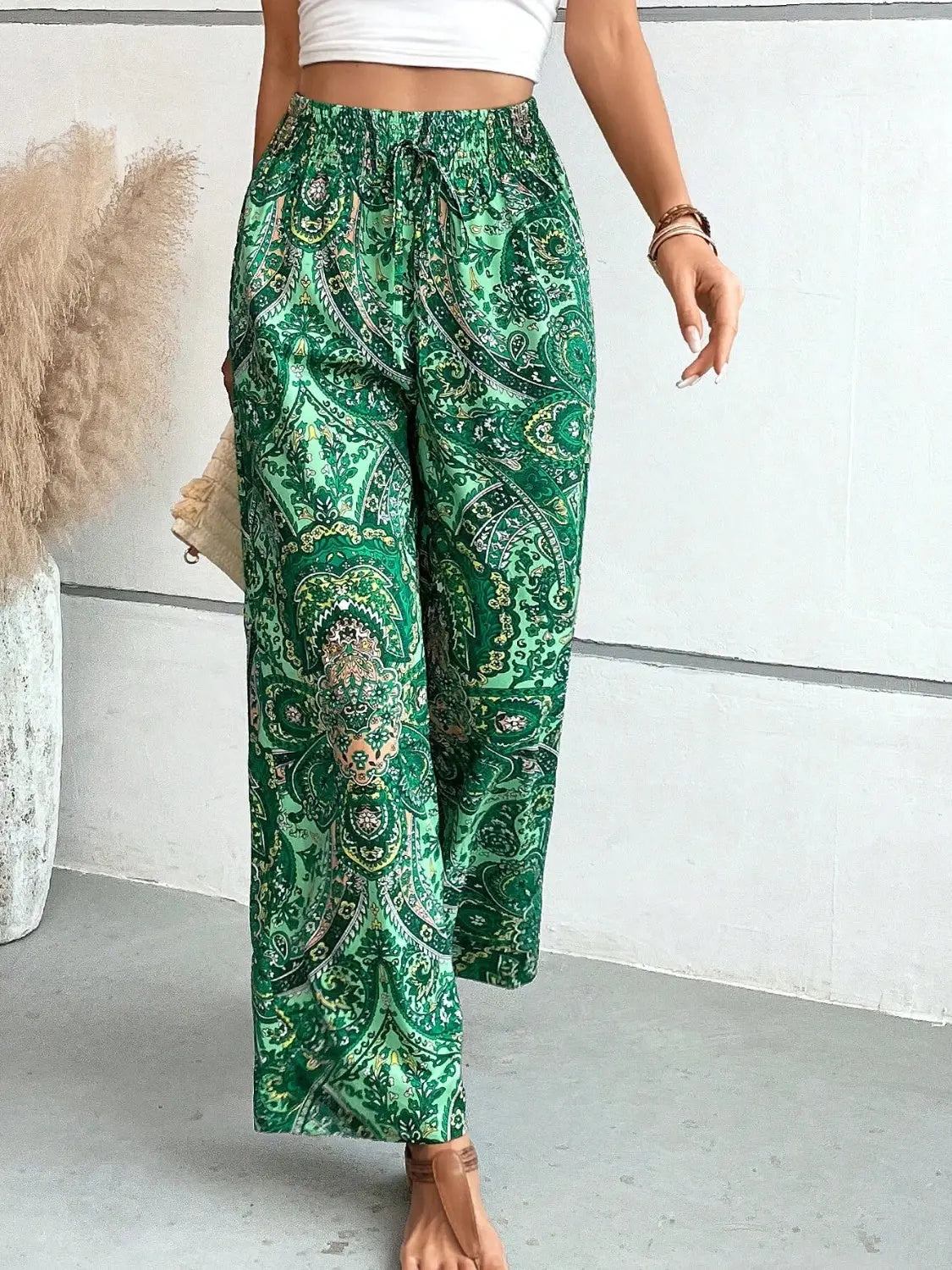 Printed Wide Leg Pants - Be Bliss Boutique