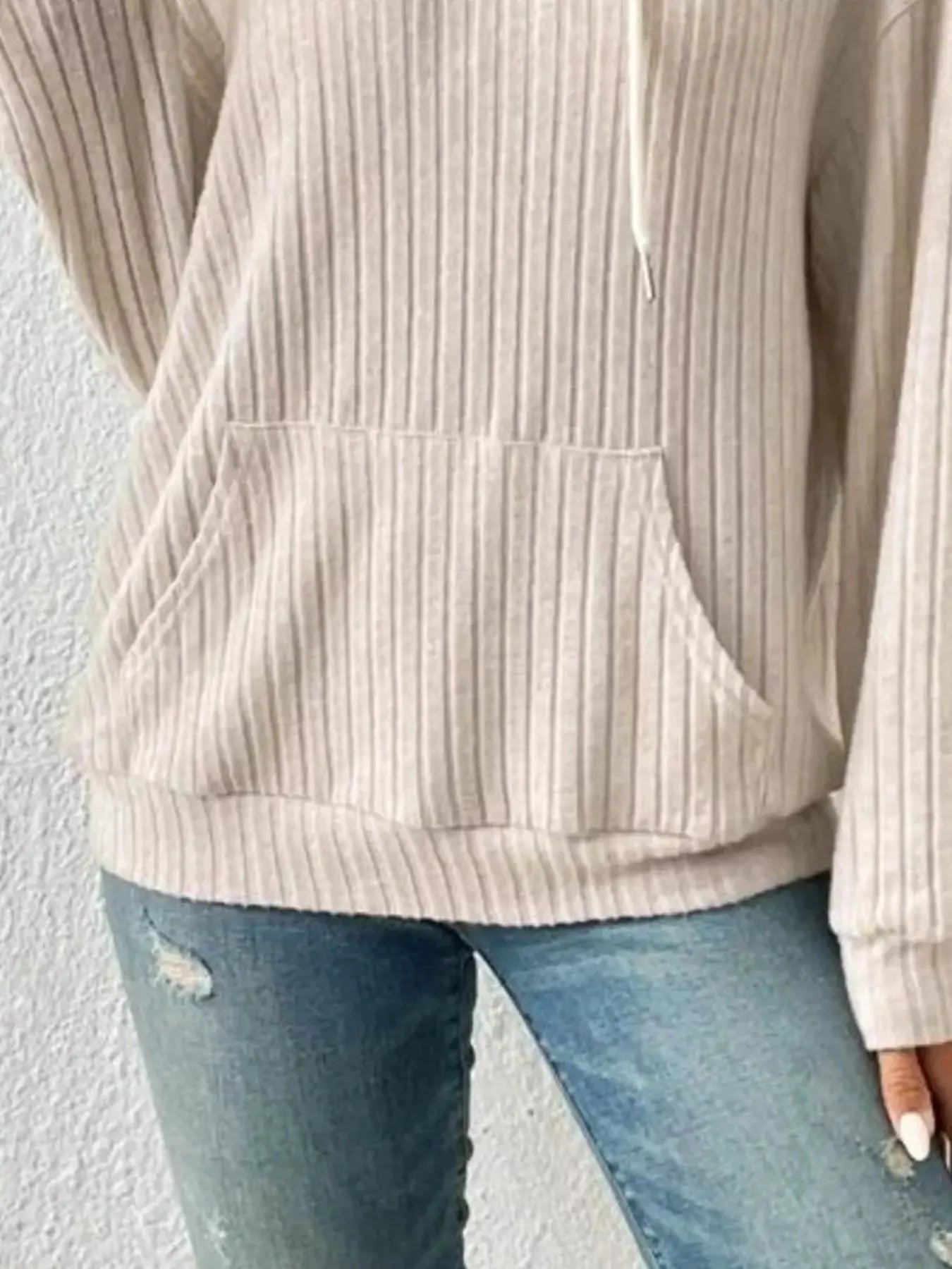 Ribbed Knit Long Sleeve Hoodie - Be Bliss Boutique