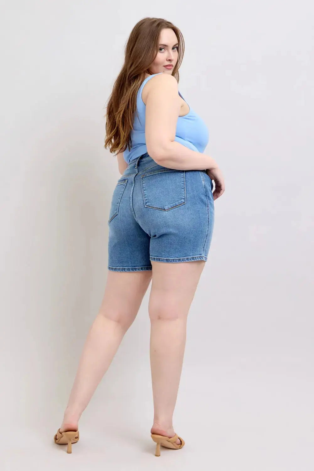Judy Blue Full Size/Plus Size 2 Button Denim Shorts with Pockets - Be Bliss Boutique