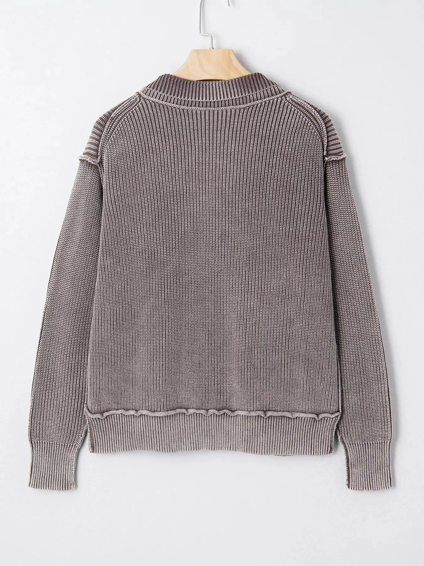 Mineral Wash Exposed Seam Patchwork Open Knit Cardigan - Be Bliss Boutique