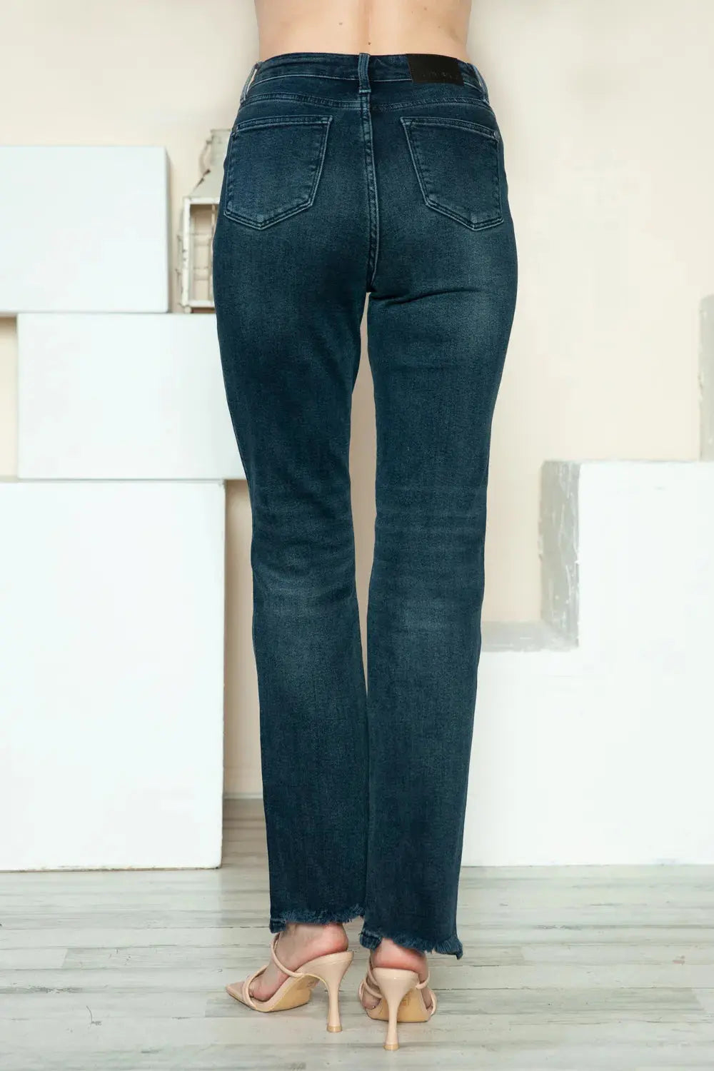 Plus Size Button Fly Hem Destroy Straight Leg Judy Blue Jeans - Be Bliss Boutique
