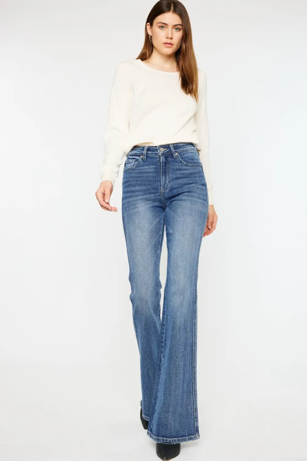 Kancan Cat's Whiskers High Waist Flare Jeans - Be Bliss Boutique