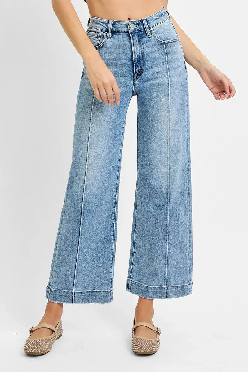 RISEN Jeans - Plus Size High Rise Crop Wide Leg Jeans - Be Bliss Boutique