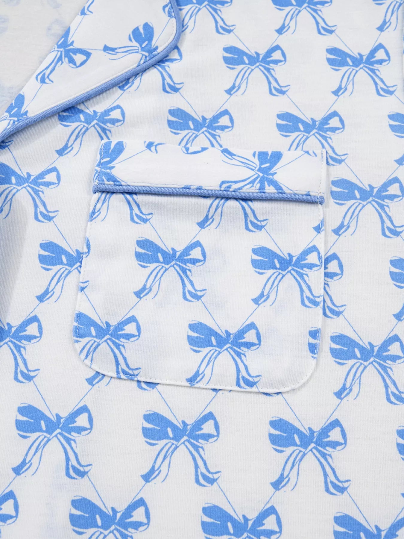 Bow Print Long Sleeve Shirt and Pants Pajama Set - Be Bliss Boutique