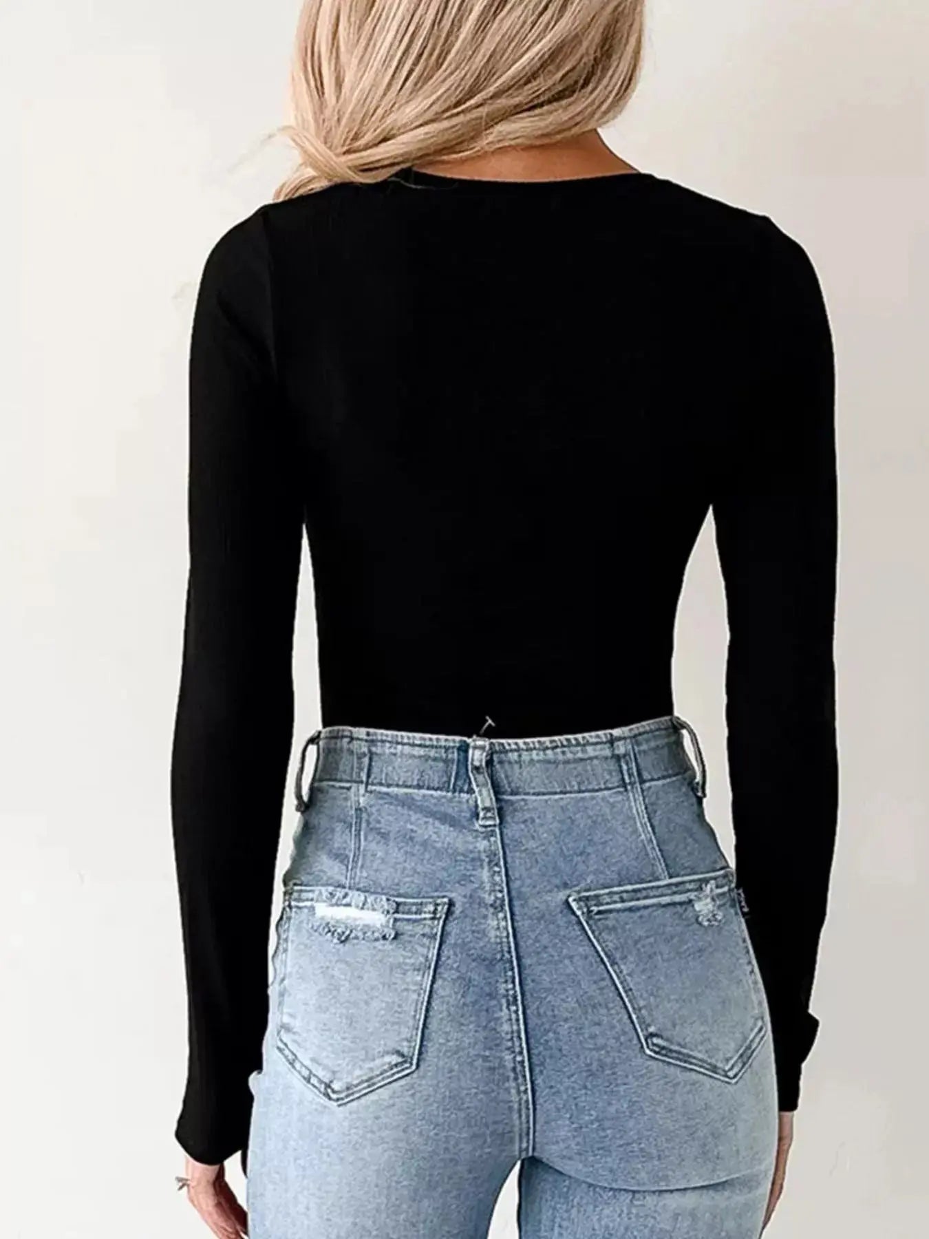 Ribbed Long Sleeve Fitted Bodysuit - Be Bliss Boutique