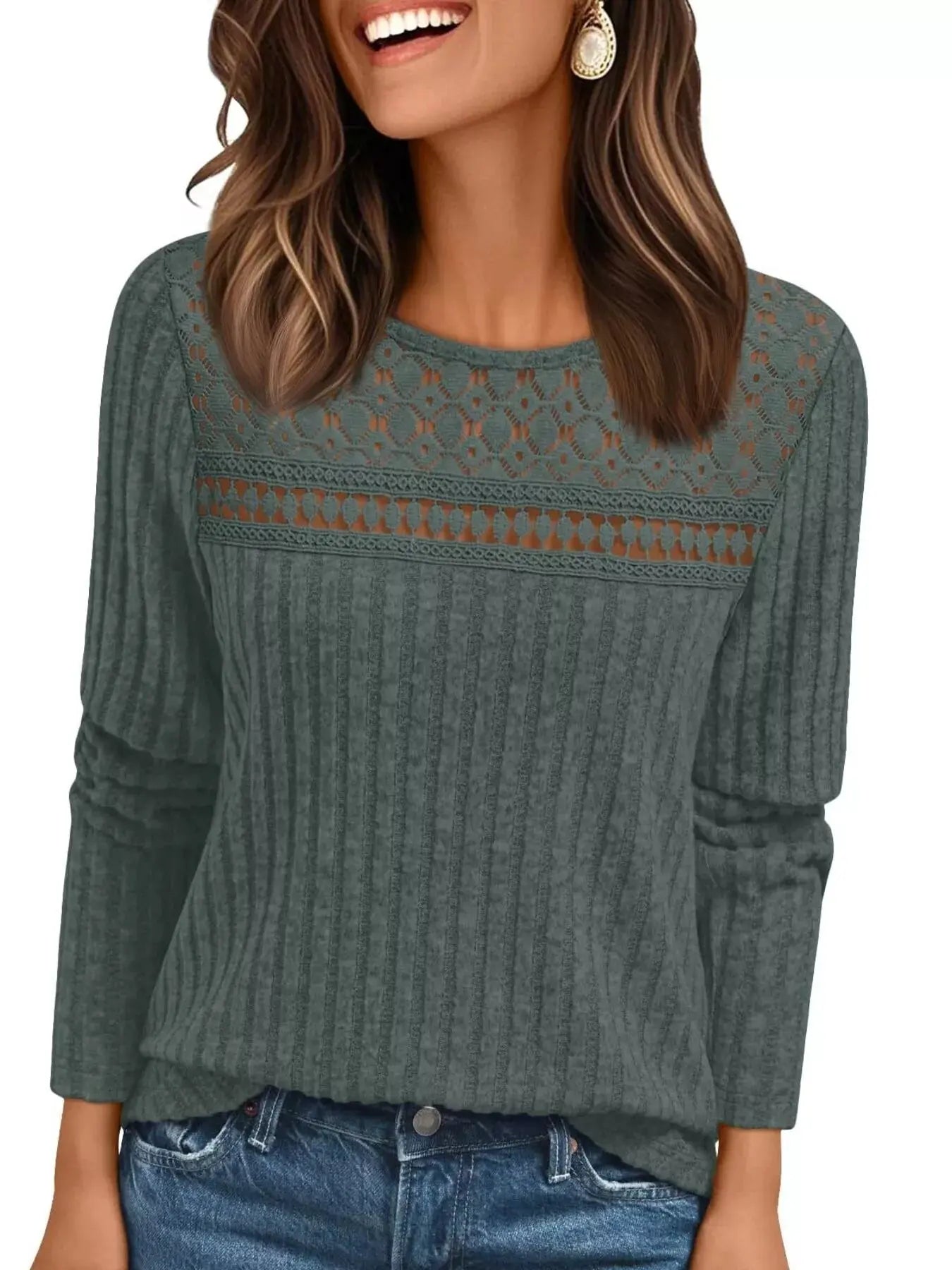 Ribbed Long Sleeve T Shirt - Be Bliss Boutique