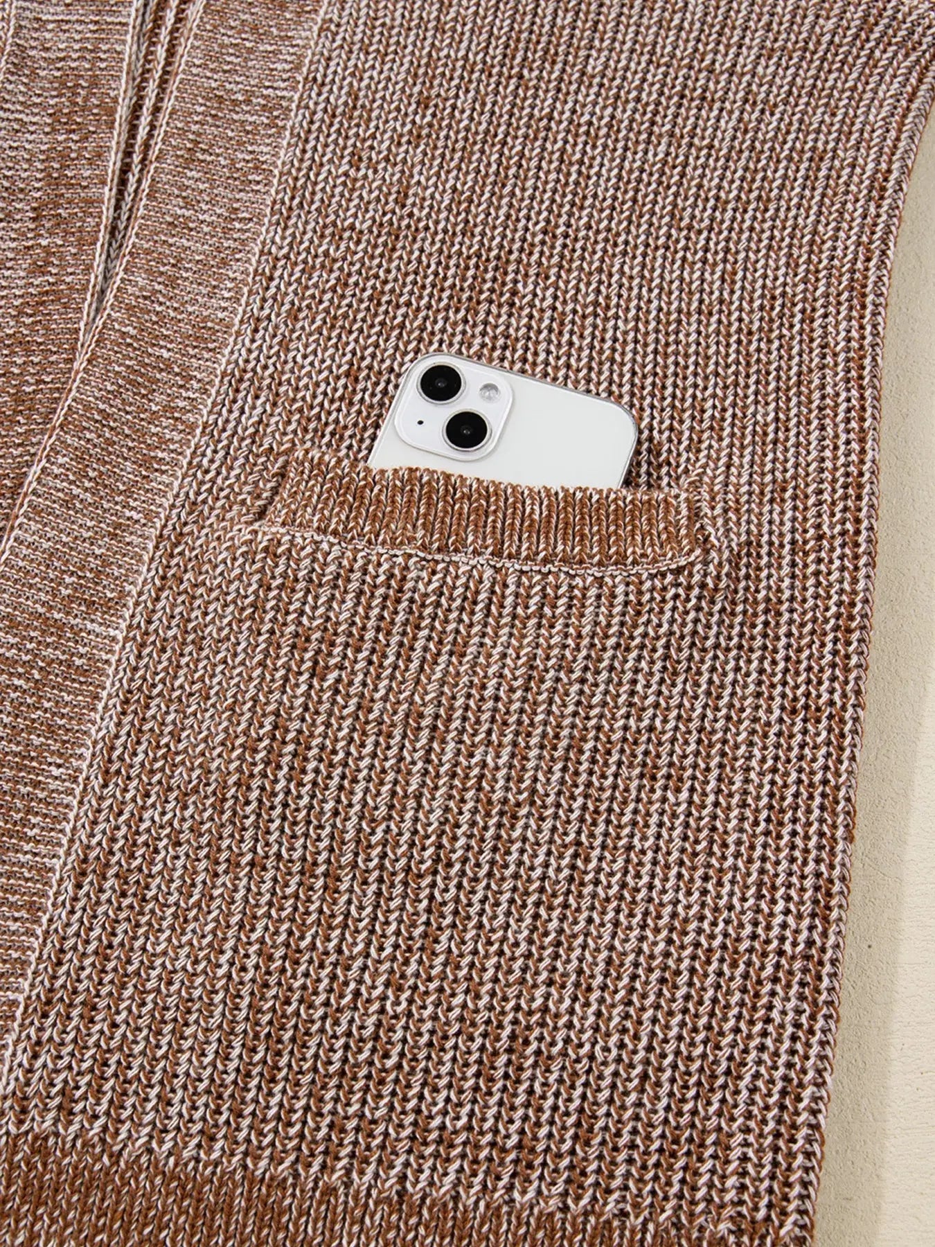 Open Front Dropped Shoulder Cardigan with Pockets - Be Bliss Boutique