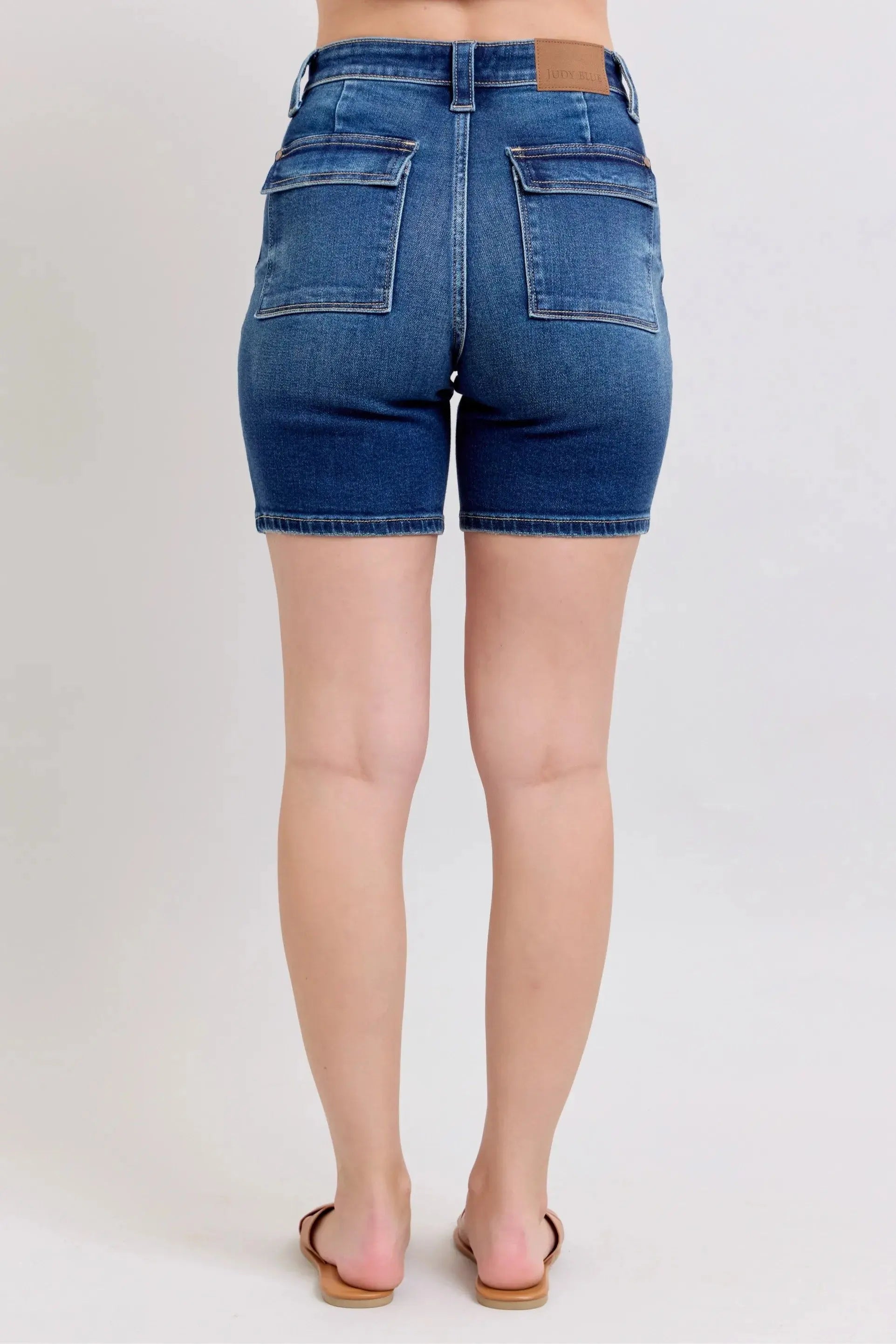 Full Size High Waist Bermuda Shorts by Judy Blue Jeans w/ Back Flap Pockets - Be Bliss Boutique
