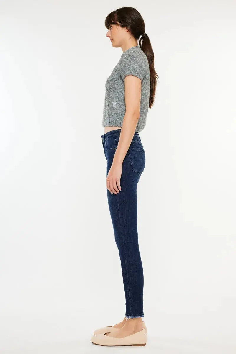 Kancan High-Rise Slim Fit Cropped Raw Hem Jeans - Be Bliss Boutique