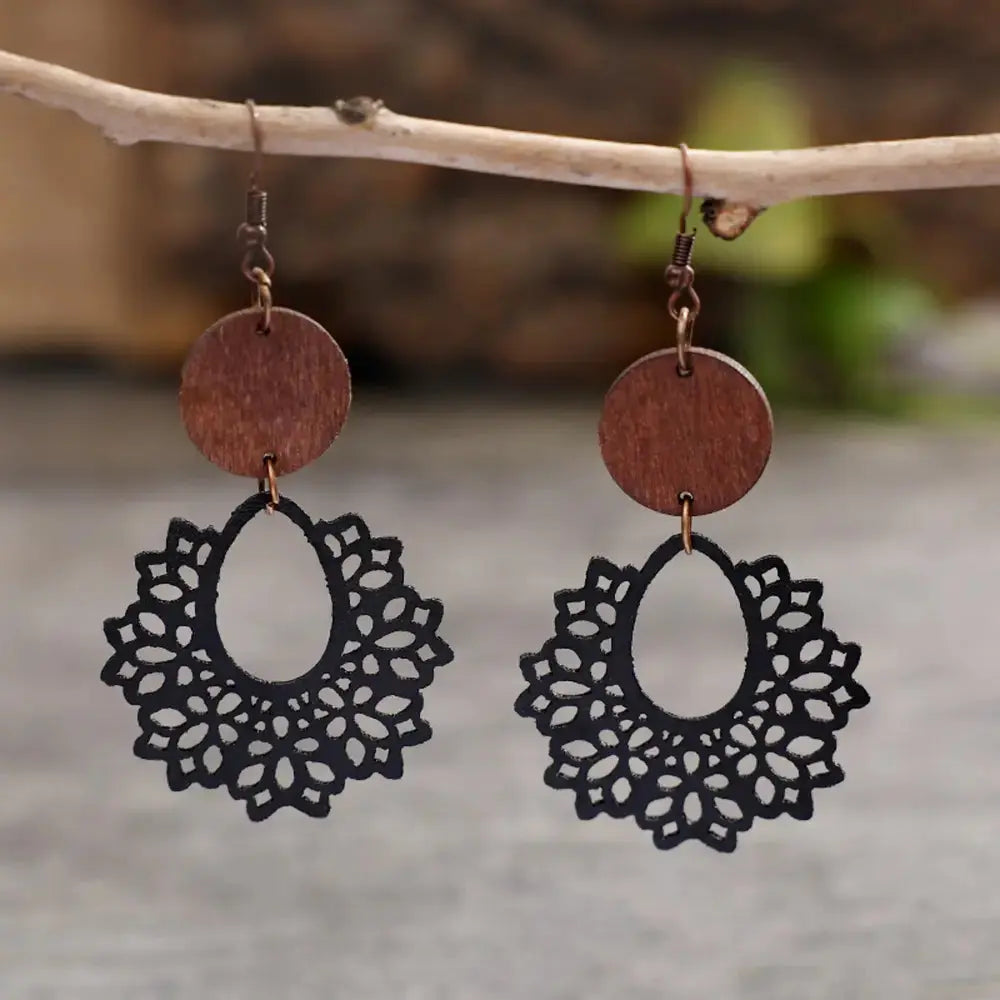 Boho Mandala Geometric Cutout Dangle Earrings - Be Bliss Boutique