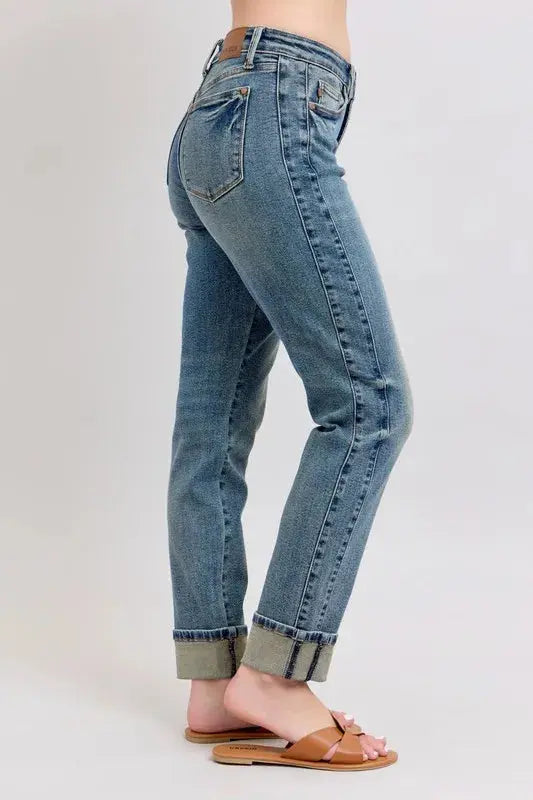 Full Size/Plus Size Mid Rise Vintage Wash Boyfriend Judy Blue Jeans - Be Bliss Boutique