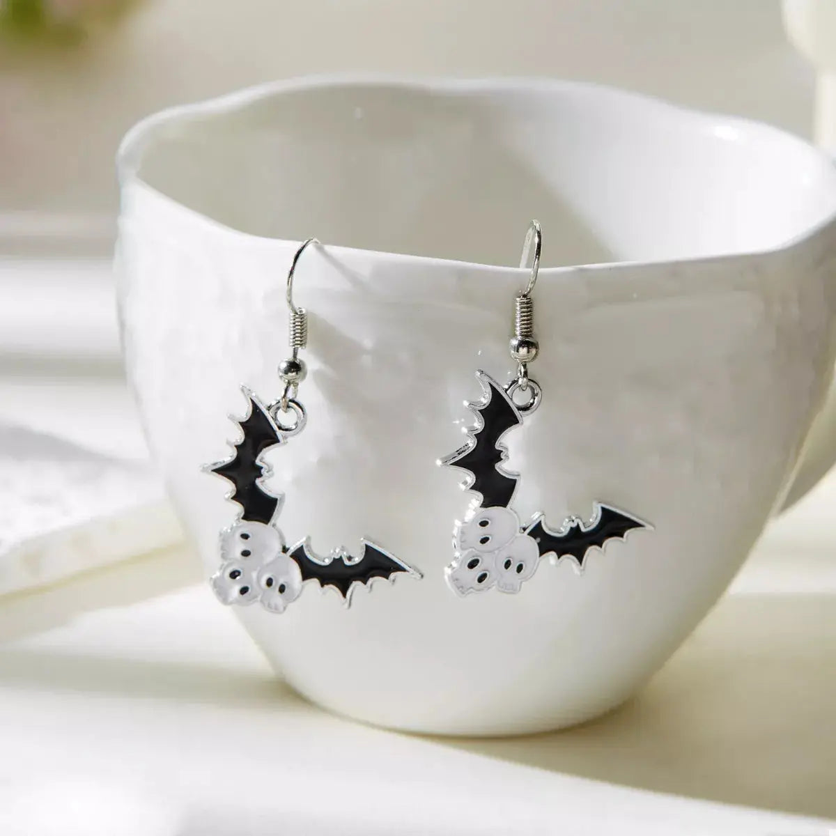 Bat and Skull Halloween Drop Earrings - Be Bliss Boutique