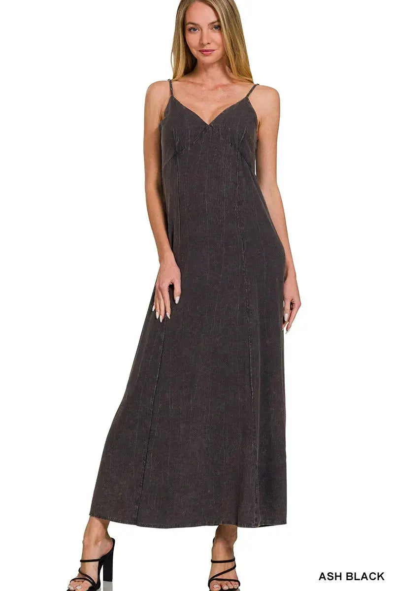 Zenana Mineral Washed Rayon Challis Cami Dress - Be Bliss Boutique