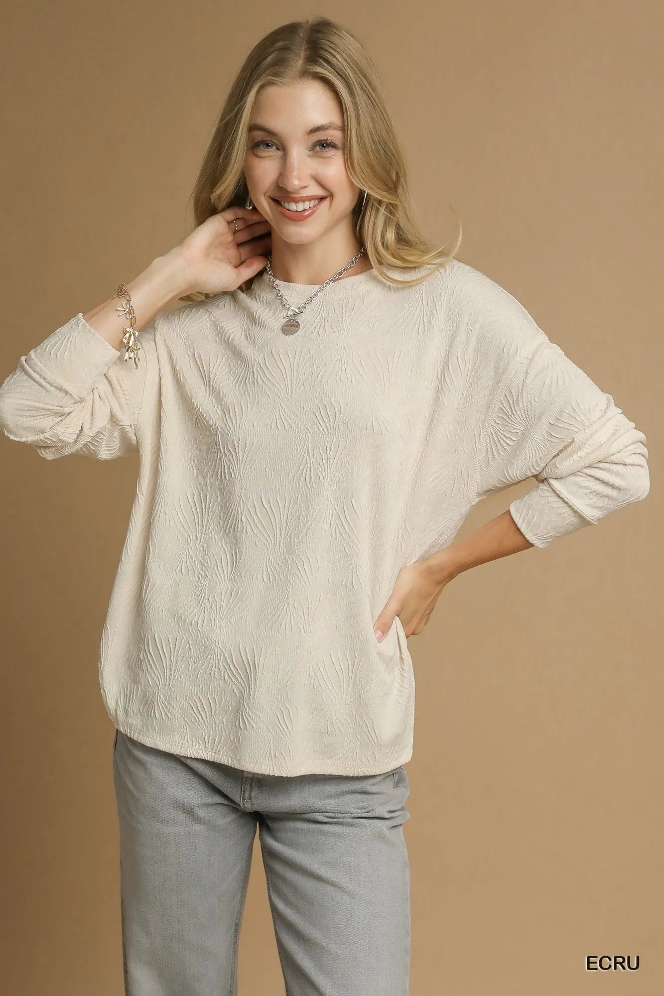 Umgee Textured Knit Long Sleeve Top - Be Bliss Boutique