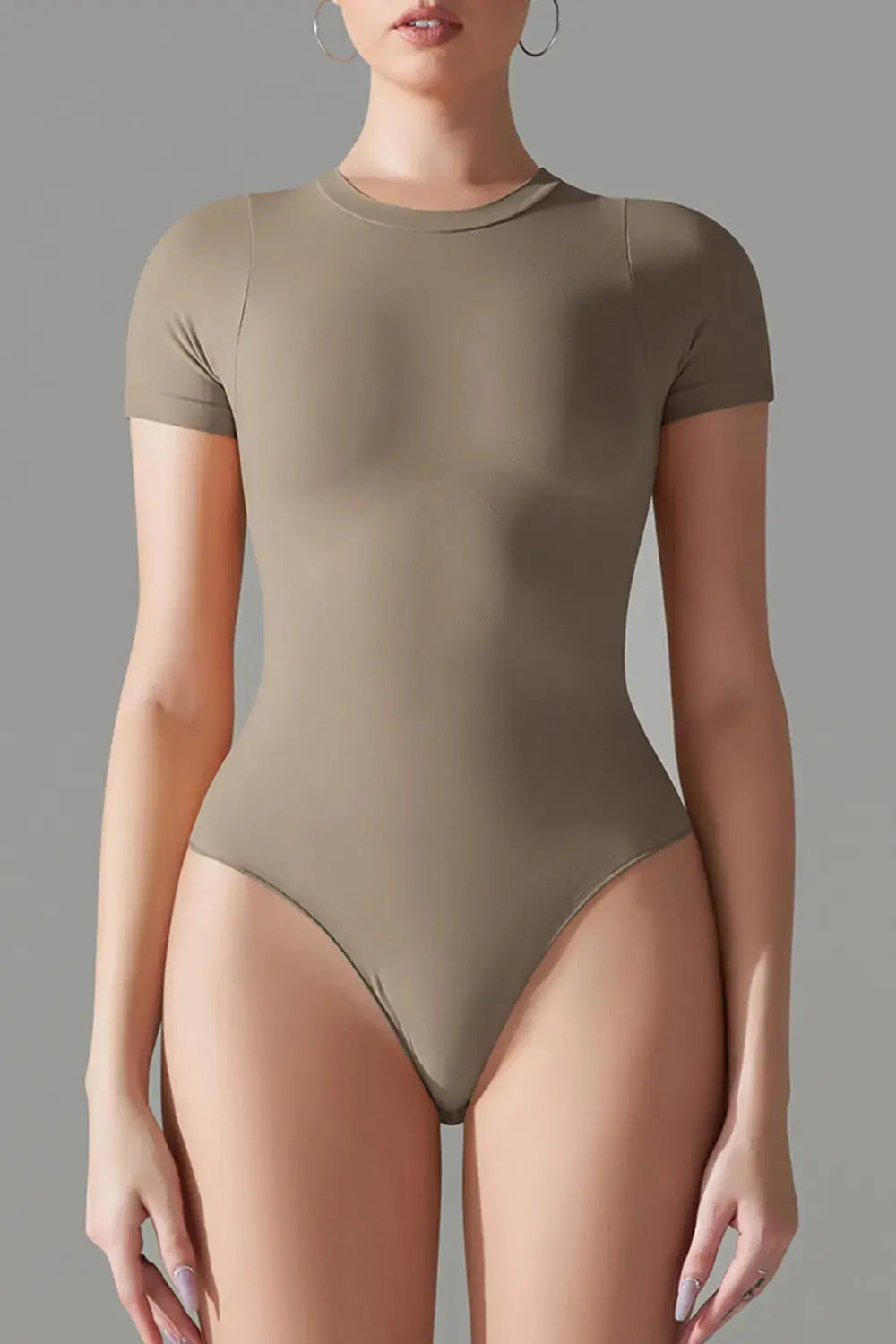 Round Neck Short Sleeve Active Bodysuit - Be Bliss Boutique