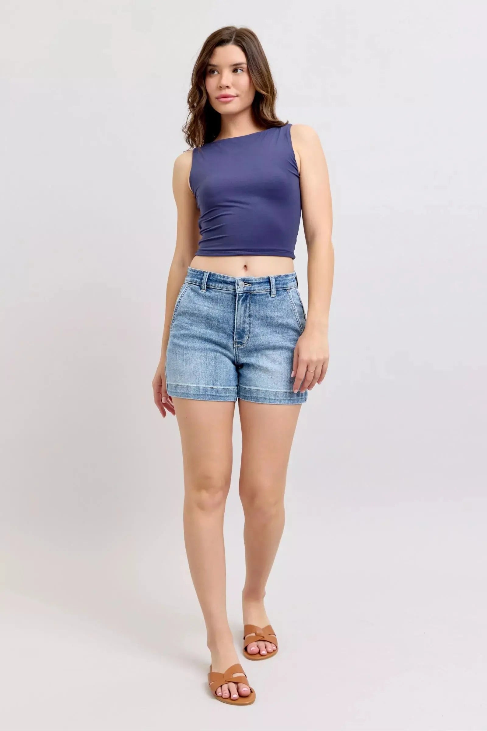 Judy Blue Jeans - Mid Rise Denim Shorts - Be Bliss Boutique