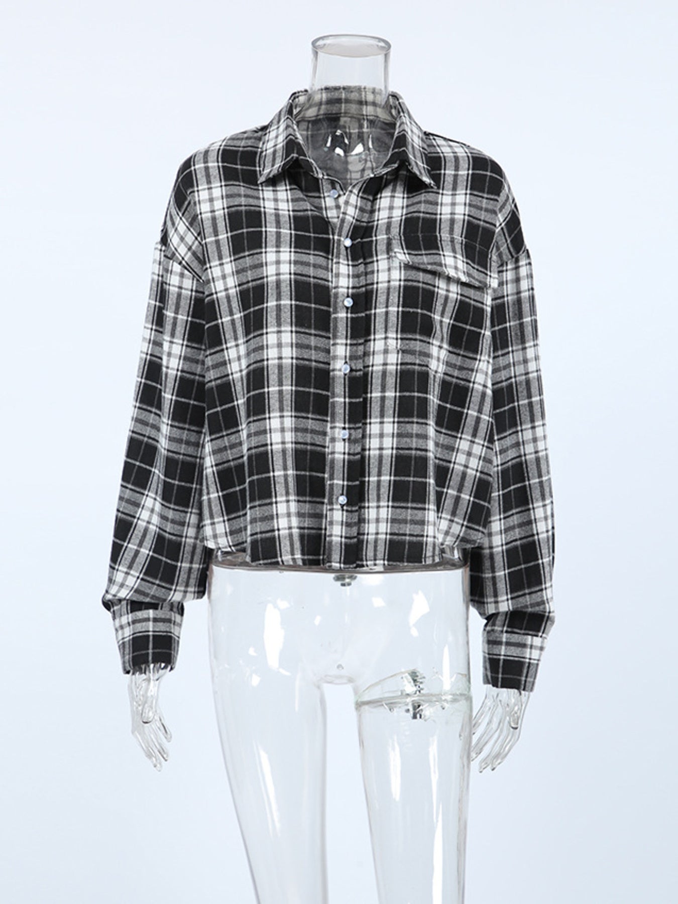 Black Oversized Plaid Button Up Shirt - Be Bliss Boutique